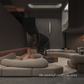 Europäische Wohnzimmersofa Couch Stoff U Form